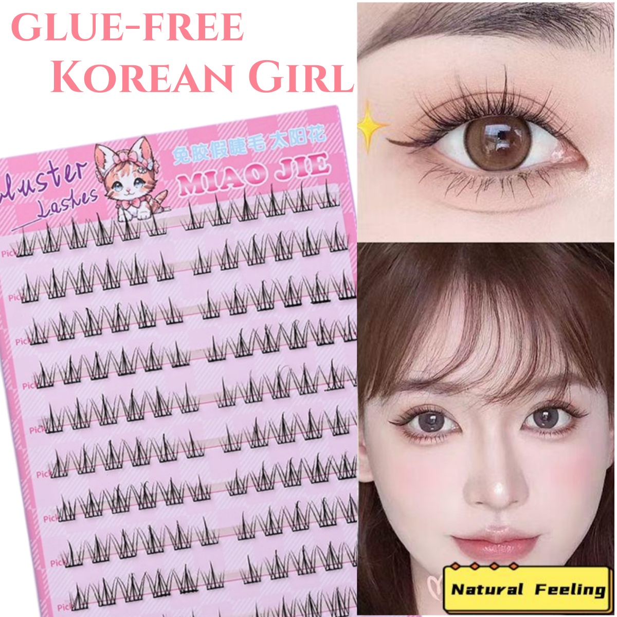 MIAOJIE No-Glue False Eyelashe - Eyelash Extension Human Hair 评论和价格