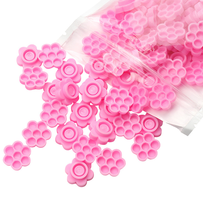 100 Pcs Pink Flower Glue Delay - Eyelash Extension Look 评论和价格