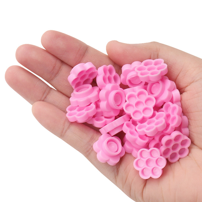 100 Pcs Pink Flower Glue Delay - Eyelash Extension Look 评论和价格