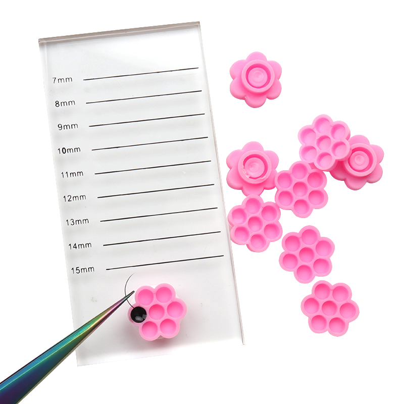 100 Pcs Pink Flower Glue Delay - Eyelash Extension Look 评论和价格