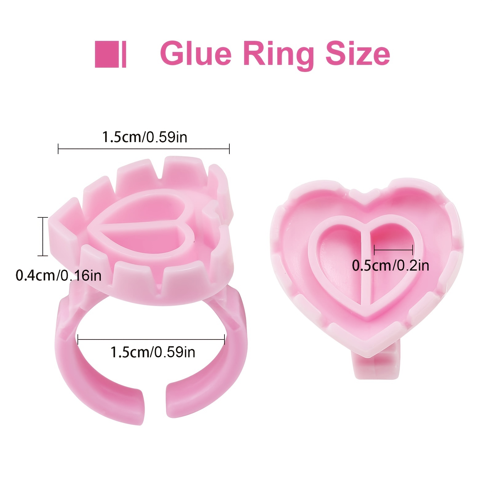 100PCSHeart Eyelash Glue Rings - Eyelash Extension Look 评论和价格